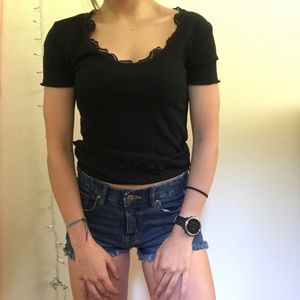 Zara black lace crop top